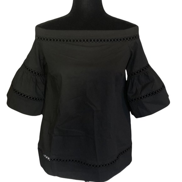 Michael Michael Kors Off-The-Shoulder Crochet Top with Flared Bell Sleeves - Picture 6 of 8